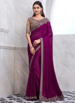 Chiffon Silk Maroon Party Wear Embroidery Work Saree